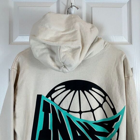 Inaka Power Curve Men Size M Hoodie Cream Blue Heavyweight Cotton Gym Workout U1 - Picture 10 of 12
